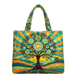 Generic Quilted Tote Bag,Oil Painting - Vintage Lightweight Fashion Large Shoulder Hobo Tote Handbag - for Gym Q Abstract Tree