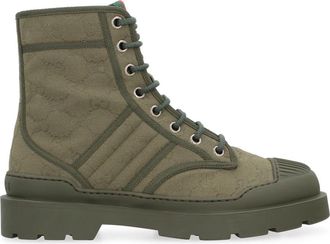 Gucci Militair Groene Veterschoenen - Heren - Veterlaarzen - Groen - 40 EU - Katoen - Schoenen