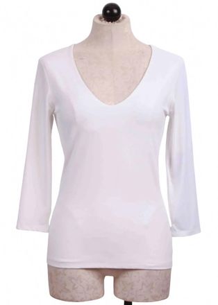 Only Hearts Womens Delicious Quarter Sleeve V Neck Top In White