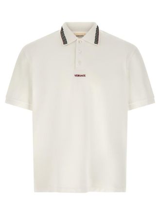 Versace White Logo Shirt Collar Polo