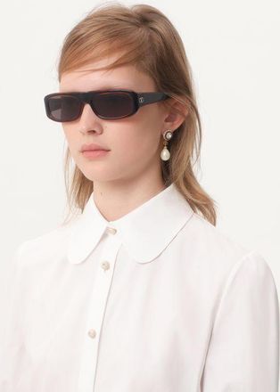 Valentino Occhiale Sleek Rectangular 90s In Acetato unisex NERO/BEIGE 56