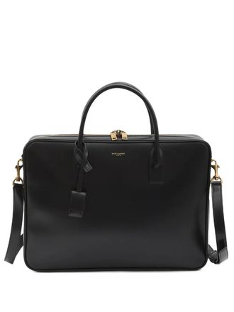 Saint Laurent Large Sac de Jour bowler briefcase - men - CALFSKIN/Suede/Brass - OS - Black