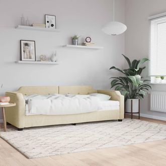 vidaXL Sof&aacute; Cama Con Colch&oacute;n Tela Crema 80x200 Cm Vidaxl