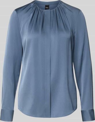 HUGO BOSS Regular Fit Langarmbluse aus Seiden-Mix Modell BANORAH in Rauchblau, Größe 44