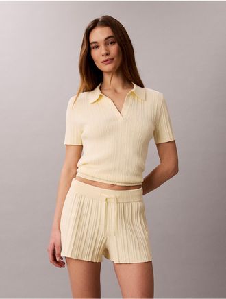 Calvin Klein Jeans Calvin Klein Womens Smooth Cotton Rib Polo T-Shirt - Yellow - XL