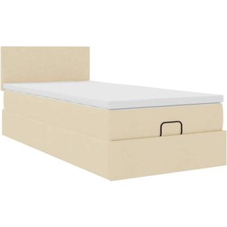 vidaXL Cama Otomana Con Colch&oacute;n De Tela Color Crema 100x200 Cm Vidaxl