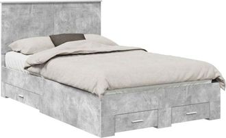 vidaXL Estructura De Cama Con Cabecera Gris Concreto 120 X 190 Cm Vidaxl