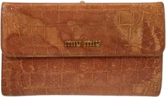 Miu Miu Pre-owned Portafoglio Compatto in Pelle Impunturata - - Pre-owned - Donna - Marrone - ONE SIZE