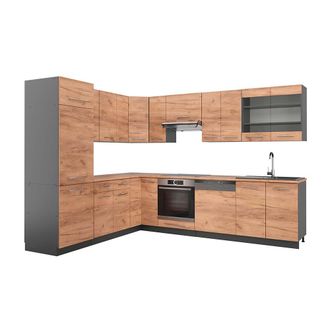 Vicco Cocina Esquinera Fame-line, Oro Power Roble/antracita, 227 X 287 Cm, Et Roble
