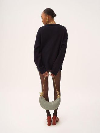 Chlo&eacute; Ribbed Crew-Neck Sweater - Navy