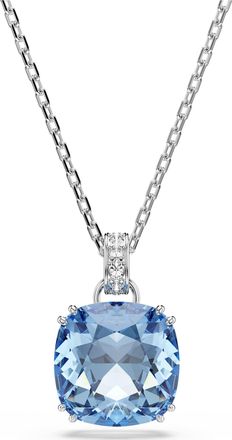 Swarovski Millenia Pendant, Cushion Cut, Blue, Rhodium Plated