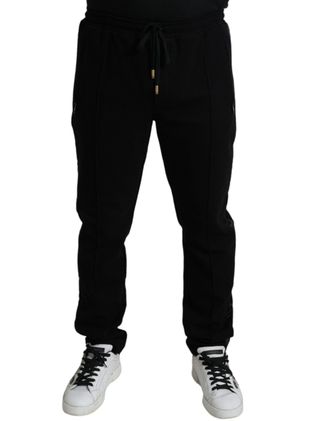 Dolce & Gabbana Mens Knit Joggers Track Pants Slim Fit - Black Cotton - Size EU 44 (Mens)