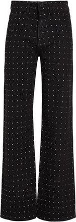 8 by YOOX ORGANIC COTTON DENIM STRAIGHT-LEG W/ RHINESTONES