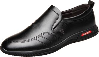 Generic Mens Leather Business Shoes Classic Without Lacing Slip On Loafers Plain Toe Leather Shoe Flat Low Cut Sneakers Non Slip Causal Footwear for Casual Bu