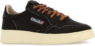 Autry Womens Dark Brown Calf Hair Medalist Sneakers Pe03 Cow Leather