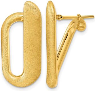 Diamond2Deal 14K Yellow Gold Polished & Brushed Hoop Earrings