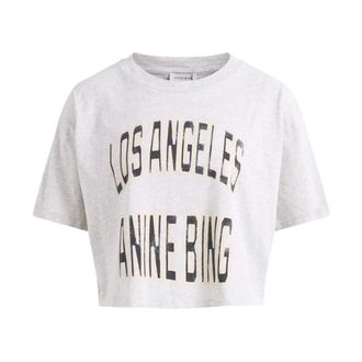 Anine Bing T-Shirts, female, Gray, Size: XS Jhonny Cropped Tee