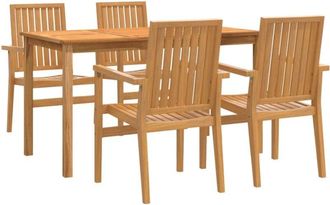 vidaXL 5 Piece Garden Dining Set Solid Wood Teak vidaXL