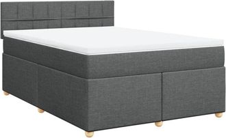 vidaXL Cama Box Spring Con Colch&oacute;n Tela Gris Oscuro 140x190 Cm Vidaxl