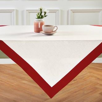 Solino Home Linen Table Throw - Contempo, 52 x 52, 52 x 52 in Red And White at Nordstrom, Size Small