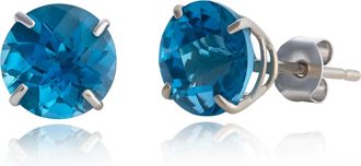 MAX + STONE 10k Yellow or White Gold 8mm Round Cut Gemstone Birthstone Stud Earrings