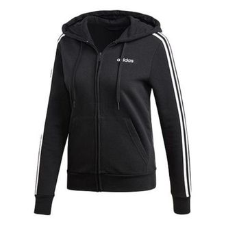 adidas (WMNS) adidas Essentials 3-Stripes Fleece Hoodie Asia Sizing Black White DP2412