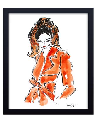 Ready2HangArt Ready2hangart Girl In Sienna Trench Framed Print Wall Art