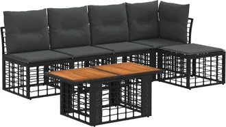 vidaXL Conjunto De Sof&aacute;s De Jard&iacute;n 6 Uds. Negro Y Gris Oscuro Vidaxl