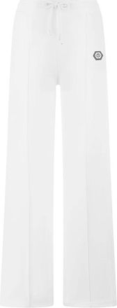 Philipp Plein Broeken, Dames, Wit, M, Polyester, Chenille Loose Pants Fatale