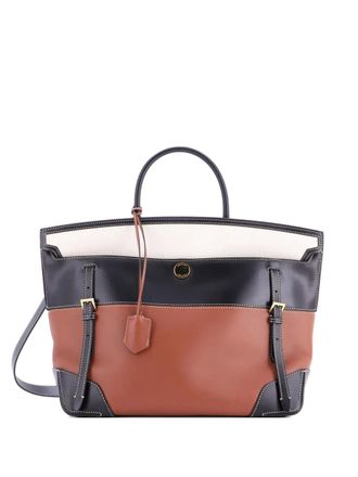 Burberry Belted Society Top Handle Bag Leather with Canvas Large satchel - Bruin