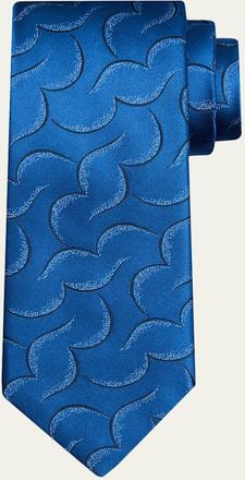 Charvet Mens Geometric Abstract Line Silk Tie