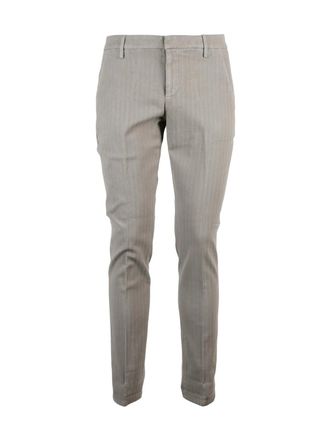 Dondup Grey Gaubert Textured Stretch Cotton Trousers