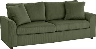 OEM Sof&aacute; De 3 Plazas Tapizado En Pana Con 2 Almohadas Reposabrazos Y Coj&iacute;n De Muelles 212x80x88 Cm Verde