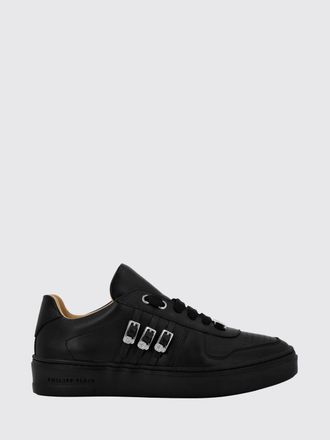 Philipp Plein Smooth Leather Low-Top Sneakers with Jewel Buckle and Engraved Logo