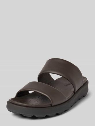 Geox Slides aus Leder mit profilierter Sohle in Dunkelbraun, Gr&ouml;&szlig;e 45