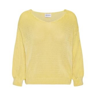 Americandreams Milana LS Cotton Knit - Dames - V-hals truien - Geel - S - Katoen - Truien & Vesten