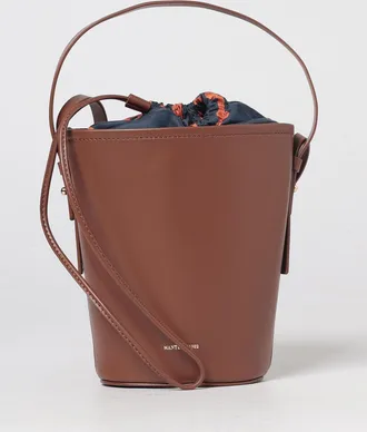 Mantero 1902 Mini borsa a secchiello Anastasia in pelle con interni in twill di seta