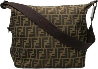 Fendi Pre-owned Shoulder Bags, female, Brown, Size: ONE SIZE Pre-owned Canvas Shoulder Bag