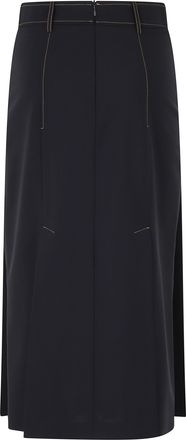 Semicouture Janette Pleated Front Polyester-Blend Midi Skirt