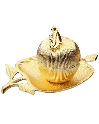 Alice Pazkus Gold Apple Shaped Dish With Removable Honey Jar