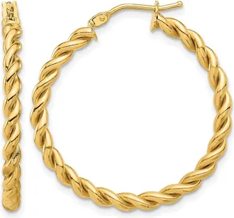 Diamond2Deal 14K Yellow Gold Round Twist Hoop Earrings 31.32 mm