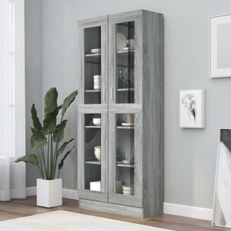 Berkfield Home Vitrine Cabinet Grey Sonoma 82.5x30.5x185.5 cm Engineered Wood