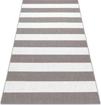RugsX Rugsx - Alfombra Sisal Flat 48644686 Rayas Blanco Beige Grey 120x170 Cm