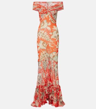 Etro Printed off-shoulder gown