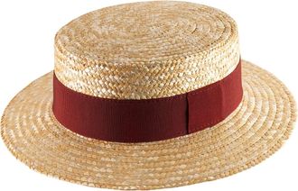 Classic Italy Boater Hat Straw Canotier - Size 59 cm - 88-Sangria