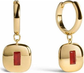 Monica Vinader Small Gemdrop Hoop Earrings in 18K Gold Vermeil /Red Onyx at Nordstrom