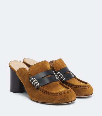 J.W.Anderson Leather-trimmed suede mules