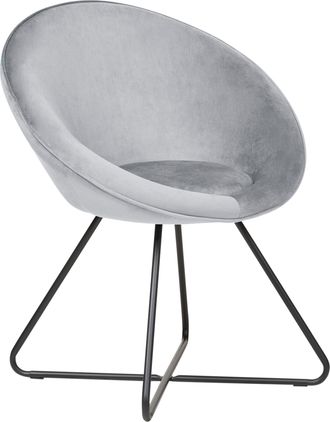 Beliani Beliani - Silla De Terciopelo Tapicer&iacute;a Asiento Redondo Dise&ntilde;o Retro Minimalista Base Cruzada De Metal Gris Claro Floby Ii