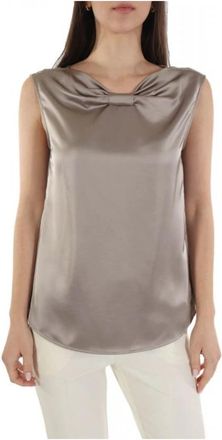 Emporio Armani Layered Ribgebreide Tanktop - Dames - Tops zonder mouwen - Grijs - XL - Polyester - Tops