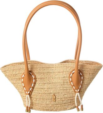 Christian Louboutin Venus Mini Raffia & Leather Tote